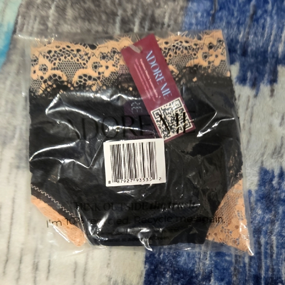 Adore Me Black and Tan Lace Panties